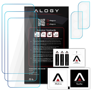 Szkło hartowane 9H 3x na ekran + 2x na obiektyw kamerę Alogy Glass Pack do Galaxy S22
