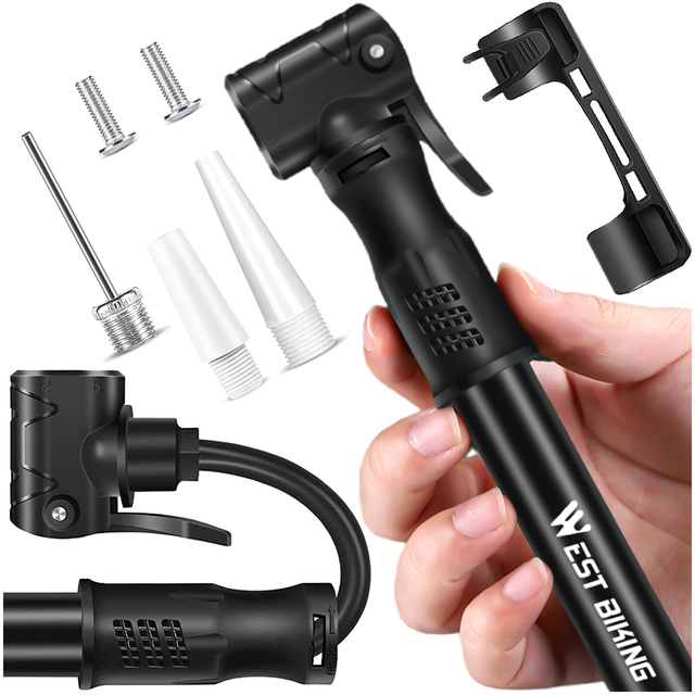 Алюмінієвий велосипедний насос Alogy Mini Bike Pump 100psi з ручкою Чорний