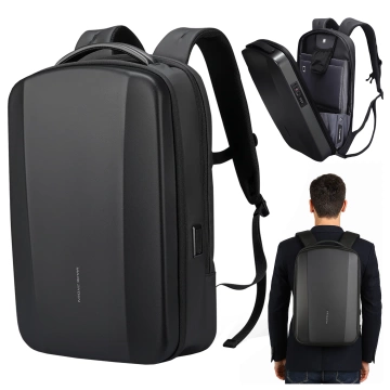 Batoh na notebook Mark Ryden 17,3", nabíjení přes USB, vodotěsný, prostorný a praktický, otevírání 180°, ochrana proti krádeži s TSA zámkem a popruhem na kufr, 46x31x9 cm - černý