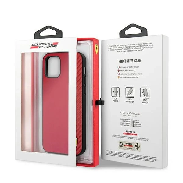 Ferrari iPhone 12 Pro Max 6.7" case red/red hardcase On Track Carbon Stripe