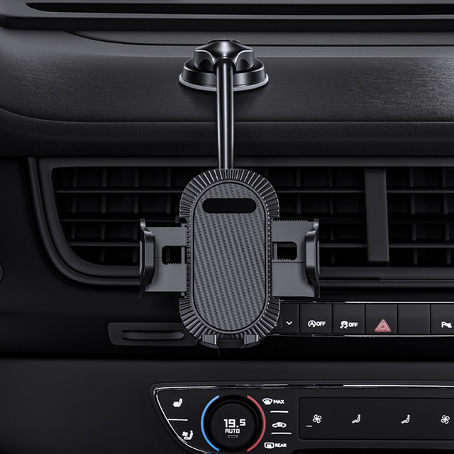 Автотримач в машину для телефону на панель приладів, кабіну, лобове скло Чорний