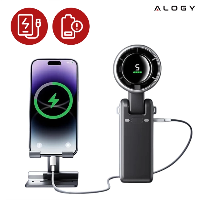 Stolní ventilátor stojící ventilátor malé oběhové čerpadlo s klipem bezdrátové ruční 500mAh USB-C Alogy White