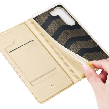 Dux Ducis Skin Pro Protective Phone Case for Samsung Galaxy S23 Flip Card Wallet Stand Gold