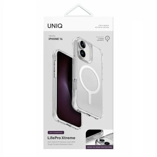 UNIQ LifePro Xtreme Case for iPhone 16 6.1" Magclick Charging Transparent/Frost Clear