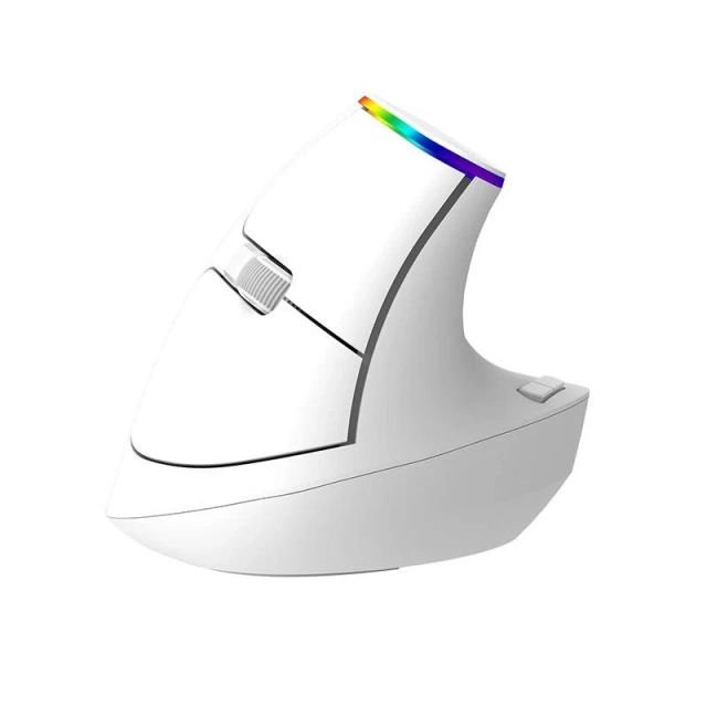 Delux M618C 2.4G 1600DPI RGB Wireless Vertical Mouse (White)