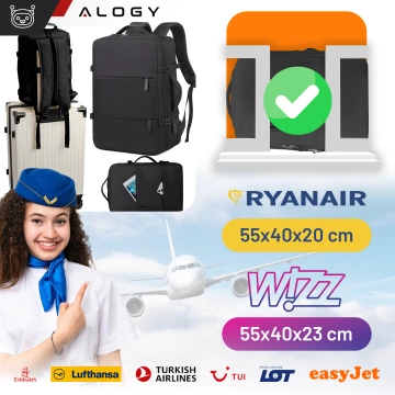 Alogy Backpack for Laptop Travel Accessories 46x32x15 cm for Work School Plane Travel Men's Women's Black