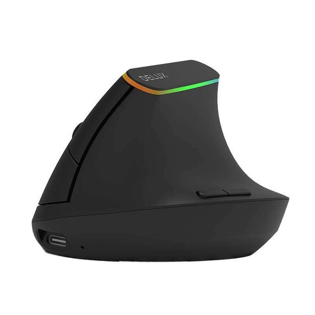 Bezdrátová vertikální myš Delux M618DB BT / 2.4G 4000DPI RGB