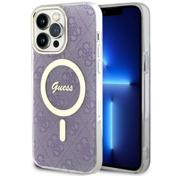 Guess GUHMP14XH4STU Phone Case for Apple iPhone 14 Pro Max 6.7" Purple/Purple Hardcase 4G MagSafe