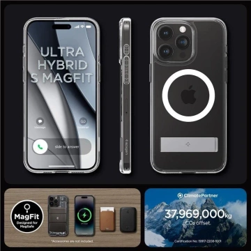 Spigen Ultra Hybrid S MagSafe Hülle mit Ständer für iPhone 15 Pro – transparent