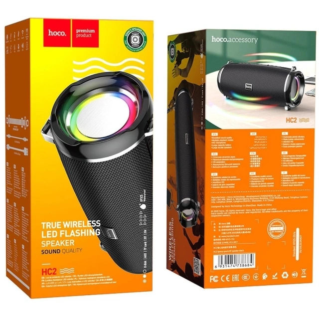 Bluetooth LED reproduktor HOCO HC2 2×5W 6h prevádzková doba Čierny