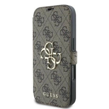 Guess 4G Metal Logo Book Case do iPhone 16 Pro Max – Brown