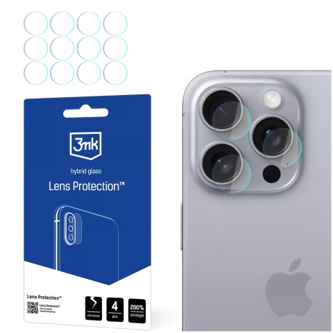 Ochranné sklo na hybridný fotoaparát pre Apple iPhone 16 Pro Max Lens Protector 3mk Sada 4 kusov