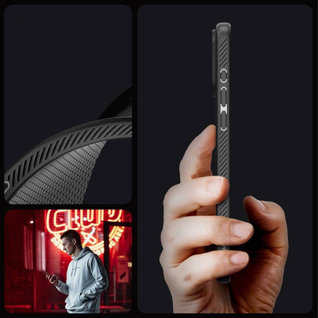 Pouzdro pro iPhone 15 Pro Spigen Liquid Air Case, pouzdro, ochranná zadní strana, matná černá