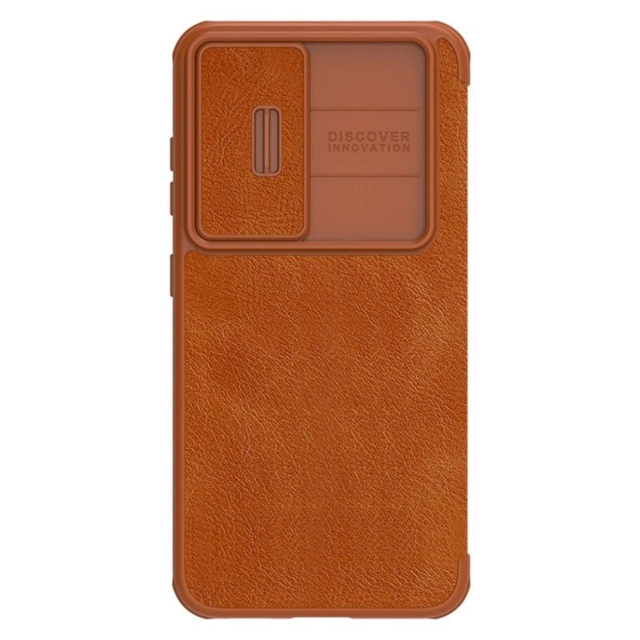 Kožené pouzdro Nillkin Qin Pro Samsung Galaxy S23 Flip Cover Cover Camera Brown