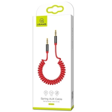 USAMS Adaptér Spring audio jack 3,5 mm -3,5 mm 1,2 m čierny/červený SJ256YP02 (US-SJ256)