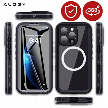 Alogy HydroArmor™ IP68 Waterproof Case with Clear Back 360 MagSafe Armor Case for Apple iPhone 16 Pro