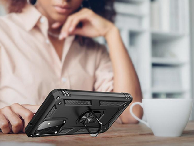 Alogy Stand Armor Ring-Rüstungshülle für Samsung Galaxy A72 Schwarz