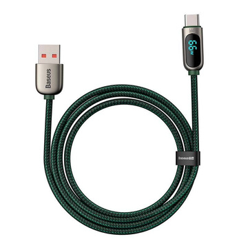 2m Baseus Display Fast Charging USB-A to USB-C 66W kábel, 2m display Green