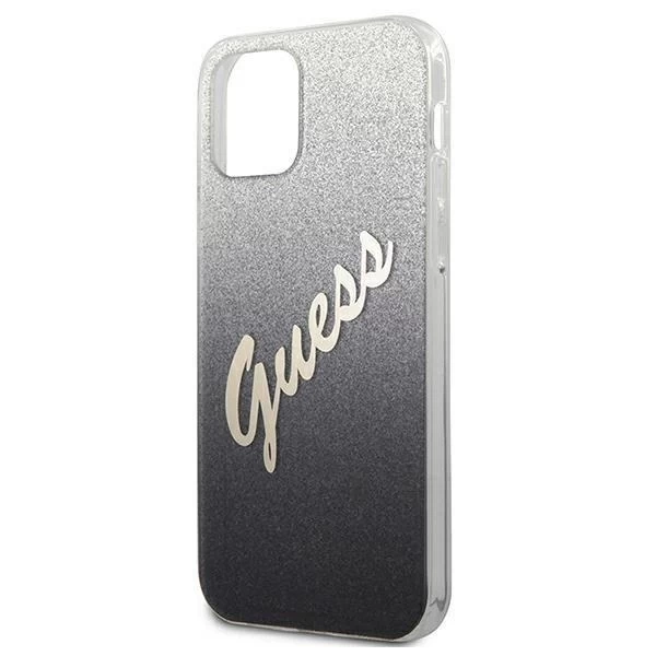 Guess GUHCP12SPCUGLSBK iPhone 12 mini 5,4" czarny/schwarzes Hardcase Glitter Gradient Script