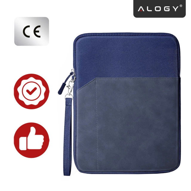 Torba Wsuwka Uniwersalna na tablet 9.7–10.8" z Smyczką i Kieszonką, Ochronna, Wodoodporna, Miękkie Wnętrze Alogy SleeveBag™ – Etui do iPad, Samsung, Lenovo, Xiaomi, Granatowy