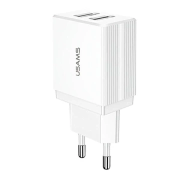 "USAMS Nástenná nabíjačka 2xUSB T24 2.1A biela / biela (iba hlava) CC90TC01 (US-CC090)"