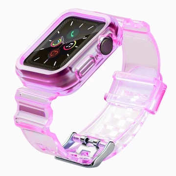 Wristband Strap Light Set Silicone Strap Bracelet Bangle Watch Case For Apple Watch 2/3/4/5/6/SE 42/44 Red