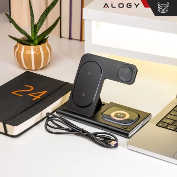 Bezdrátová nabíječka pro Samsung: Bezdrátová nabíjecí stanice 3 v 1 pro Samsung Galaxy Watch 7/6/5/4/3 Pro Classic, Galaxy Buds pro S24 Ultra, S23, S22, S21, S20, Note 20/10, Z Fold