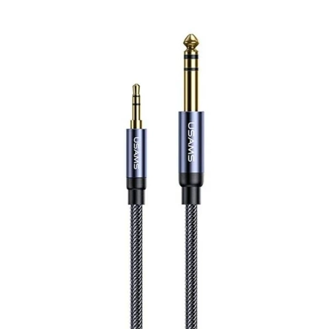 USAMS Adaptér audio jack 3,5 mm - 6,35 mm 1,2 m černý/černý SJ539YP01 (US-SJ539)