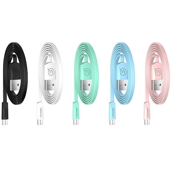 USAMS U2 microUSB plochý kabel 1,2m černý