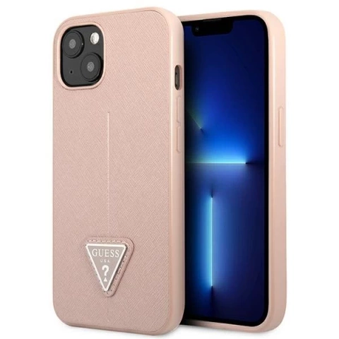 Guess GUHCP13SPSATLP iPhone 13 mini 5,4 "рожевий / рожевий твердий чохол SaffianoTriangle Logo