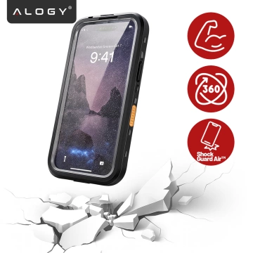 Etui Wodoodporne do Apple iPhone 17 6.3", Pancerna Obudowa 360° z Przezroczystym Tyłem, Kompatybilna z MagSafe, Alogy HydroArmor™ IP68 Case – Czarne