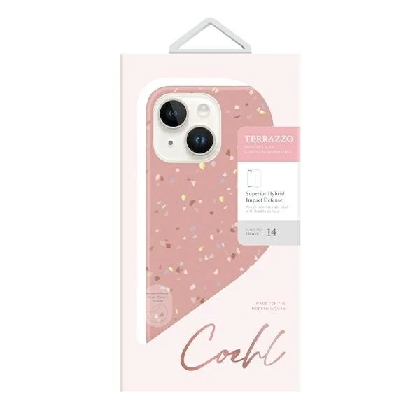 UNIQ Coehl Terrazzo phone case for Apple iPhone 14 6.1" pink/coral pink