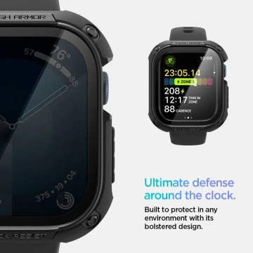 ЧОХОЛ ДЛЯ APPLE WATCH 10 (46MM) ЧОРНИЙ SPIGEN TOUGH ARMOR ЗАГАРТОВАНОГО СКЛА