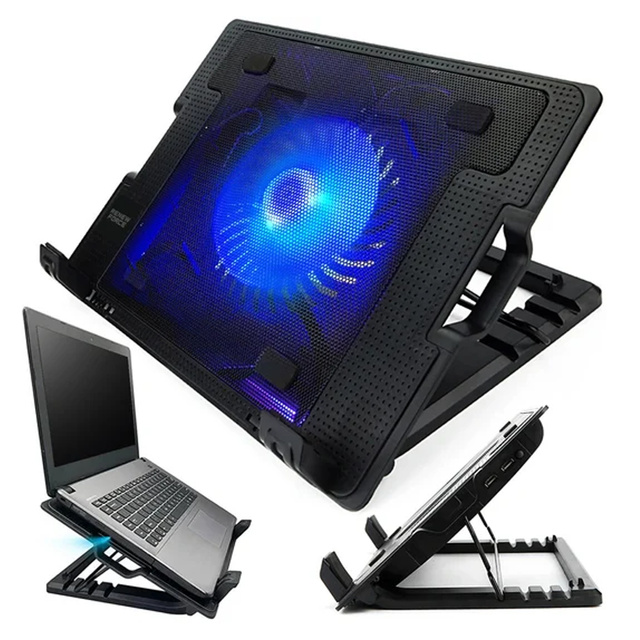 Chladicí podložka pod notebook, podsvícení LED, stojan pro notebook Notebook ChromeBook 9-17" BHP černý