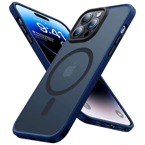 Pouzdro pro iPhone 14 Pro MagSafe Case ochranný kryt Alogy Ring pancéřový obal na telefon matný tmavě modrý