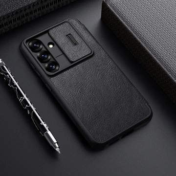 Чохол для Samsung Galaxy S25 Nillkin Qin Pro чорний з відкидною кришкою