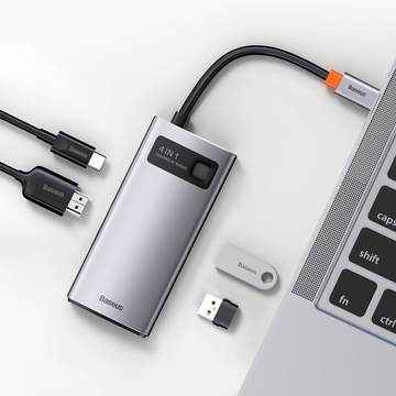 Концентратор 4w1 Baseus Metal Gleam Series, USB-C до USB 3.0 USB 2.0 HDMI USB-C PD