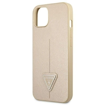 Etui Guess GUHCP13SPSATLE für Apple iPhone 13 Mini 5,4" beżowy/beige Hardcase SaffianoTriangle Logo