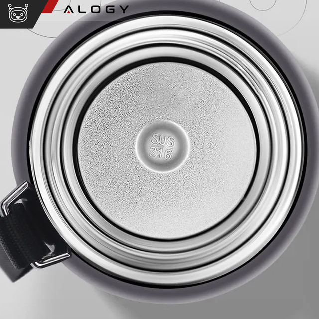 Thermos bottle thermal water bottle 800ml for coffee tea yerba mate LED strainer string Alogy display Black Washing brush