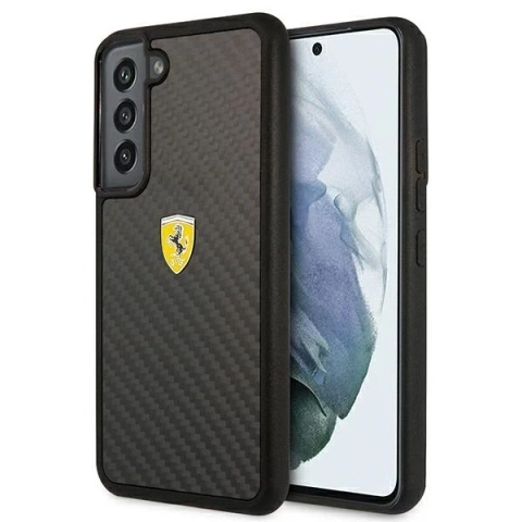 Pevné puzdro Etui Ferrari FEHCS22MFCAK do Galaxy S22 S906 On Track Real Carbon czarny/black