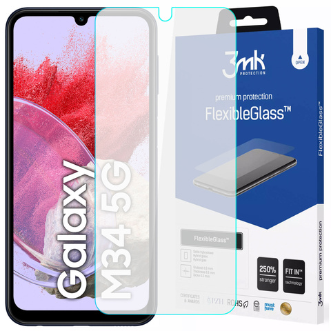 Hybridglas für Samsung Galaxy M34 5G 3mk FlexibleGlass Displayschutzfolie Glas 7h Bruchsicher