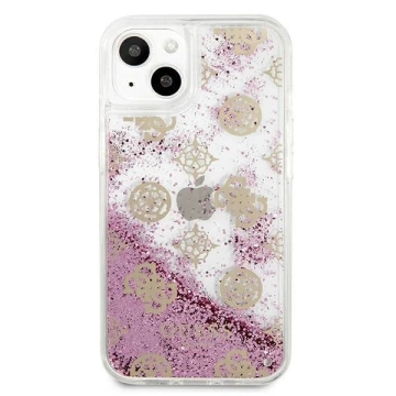 Guess GUHCP13SLGPEPI iPhone 13 mini 5,4" różowy/ružové pevné puzdro Peony Liquid Glitter