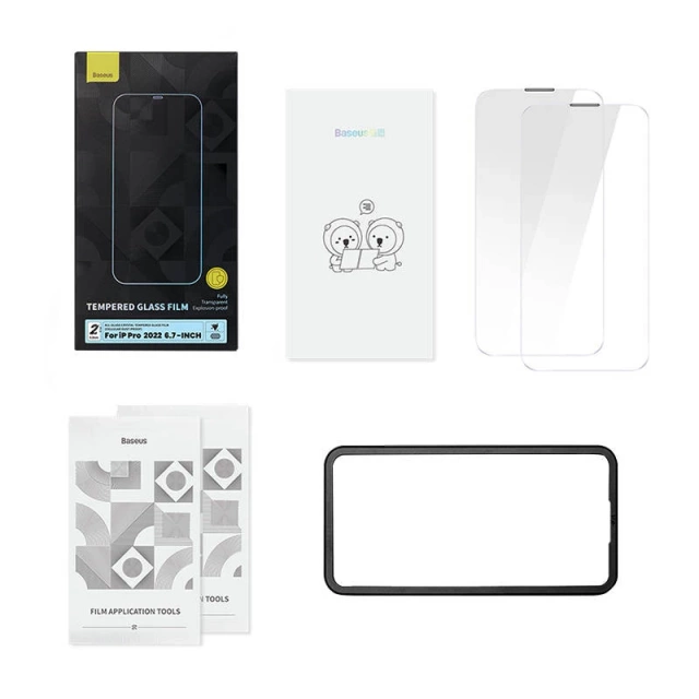 Скло загартоване з пилозахисним покриттям 0.3mm Baseus Crystal для iPhone 14 Pro Max (2шт)