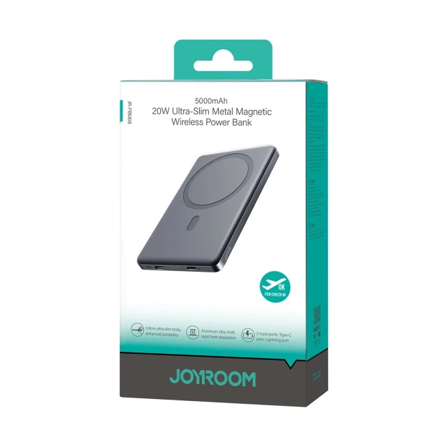 Повербанк Joyroom 5000mAh 20W з індуктивною зарядкою - сірий