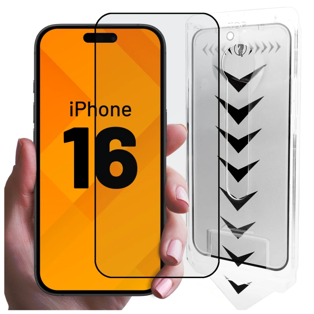 Szkło hartowane do Apple iPhone 16 ochronne szkiełko na ekran 9H Alogy EasyShield™️ z ramką montażową