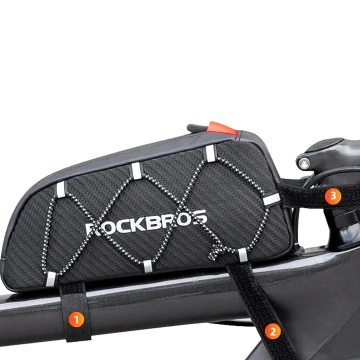 ROCKBROS 039BK BICYKLOVÁ TAŠKA NA RÁM 1L S OPLETENÍM, VODOTESNÁ, ČIERNA