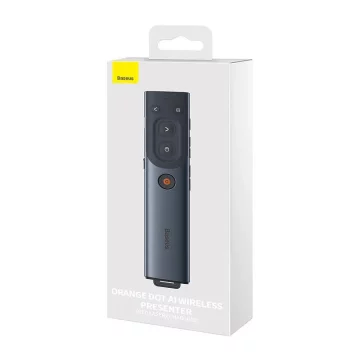 Baseus Orange Dot multifunkčné diaľkové ovládanie na prezentáciu, s červeným laserovým ukazovátkom, dobíjacie (sivé)