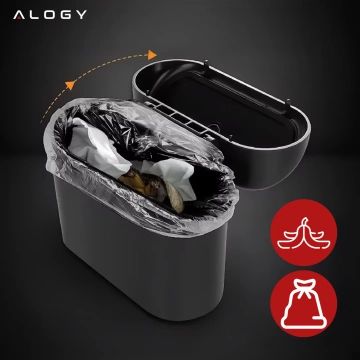 Car Trash Can Organizer Mini Small Portable Garbage Can for Car Home Car Alogy Black