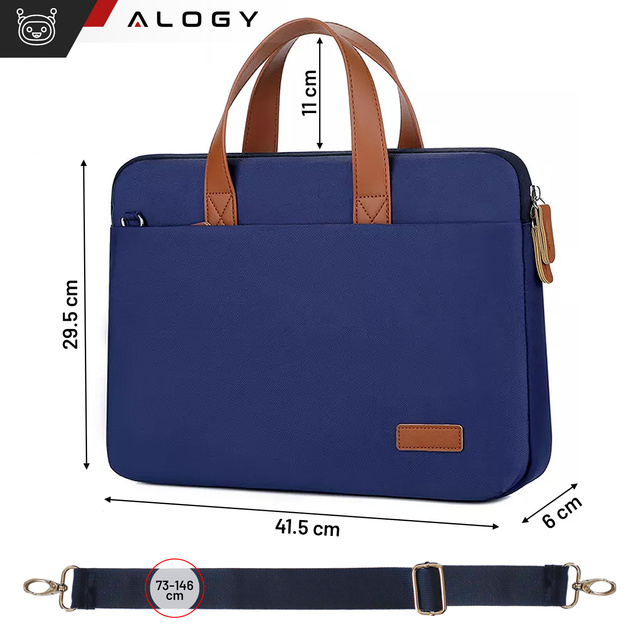 Pánska a dámska taška na aktovky cez rameno pre tablet na notebook 15,6 palcový látkový cestovný obal Alogy Navy Blue