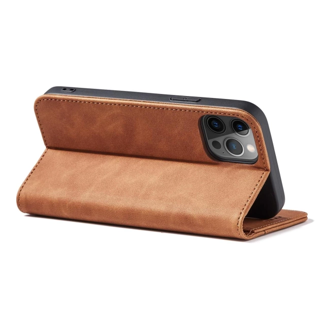 Magnet Fancy Case Case pre iPhone 12 Pro Max Pouch Wallet Card Holder Brown
